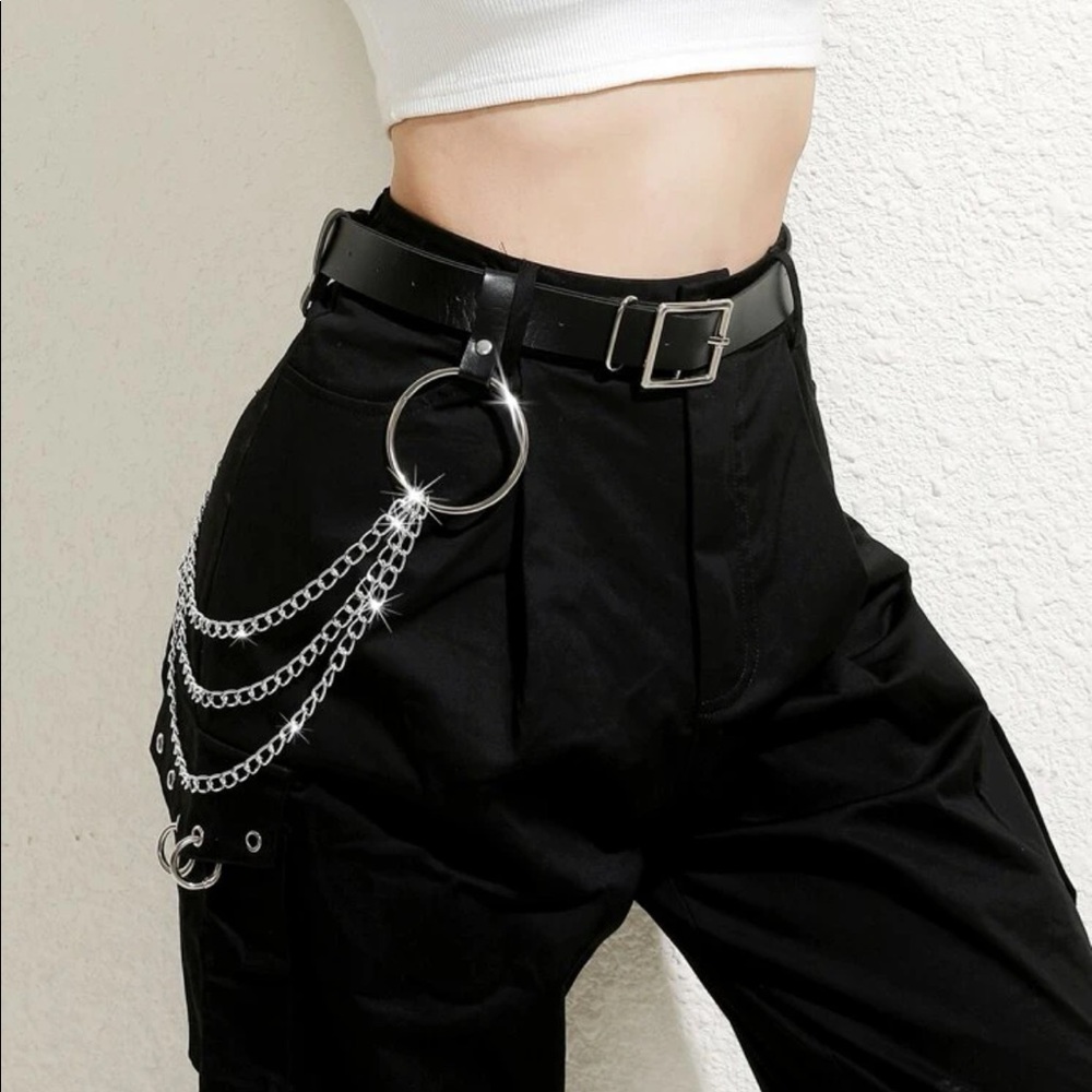 Black Chain-Embellished Belt
